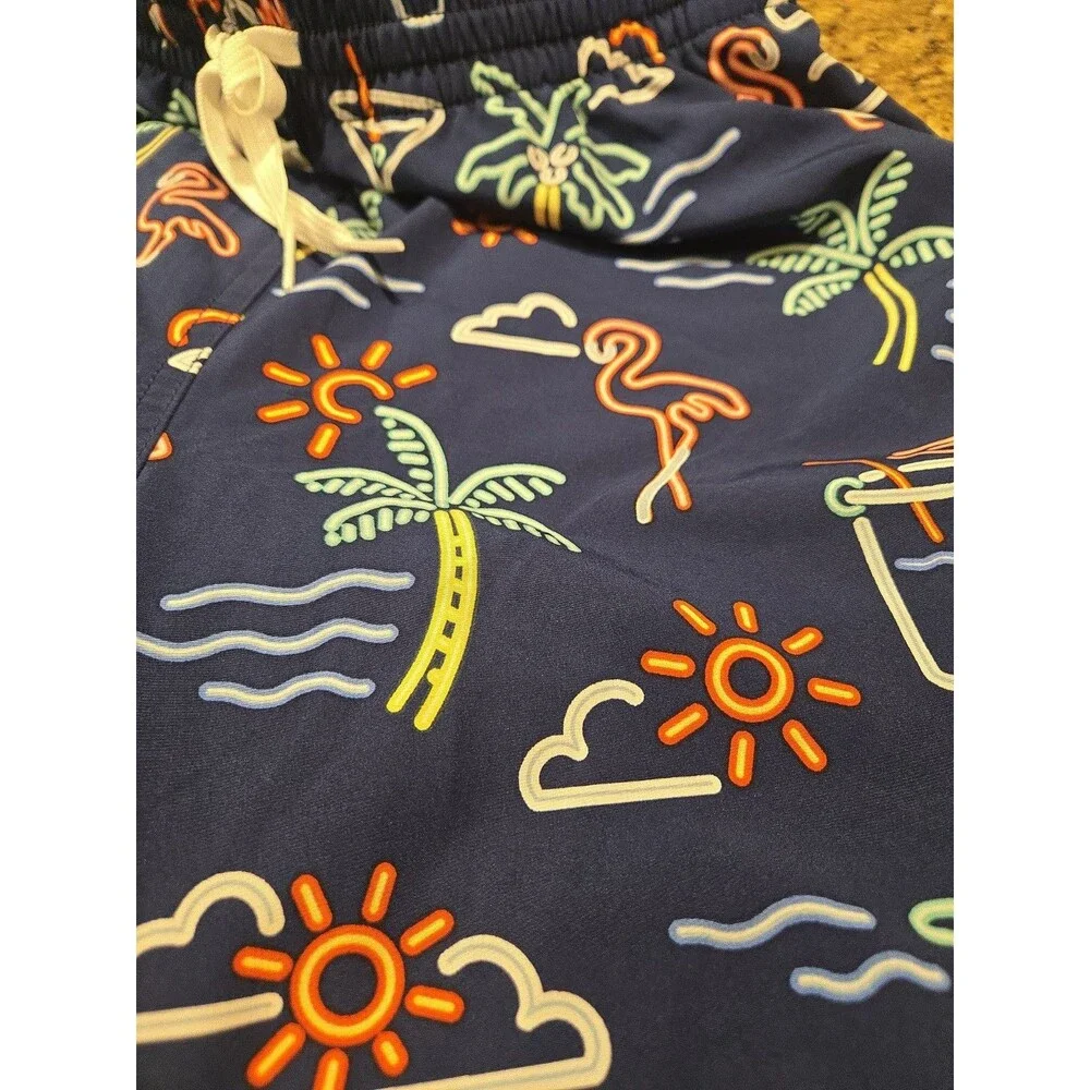 Chubbies Men’s Size Large “Neon Lights” 7” Lined Swim Trunk Shorts